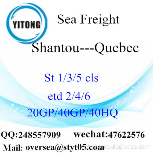 Shantou Porto Frete Marítimo Para Quebec